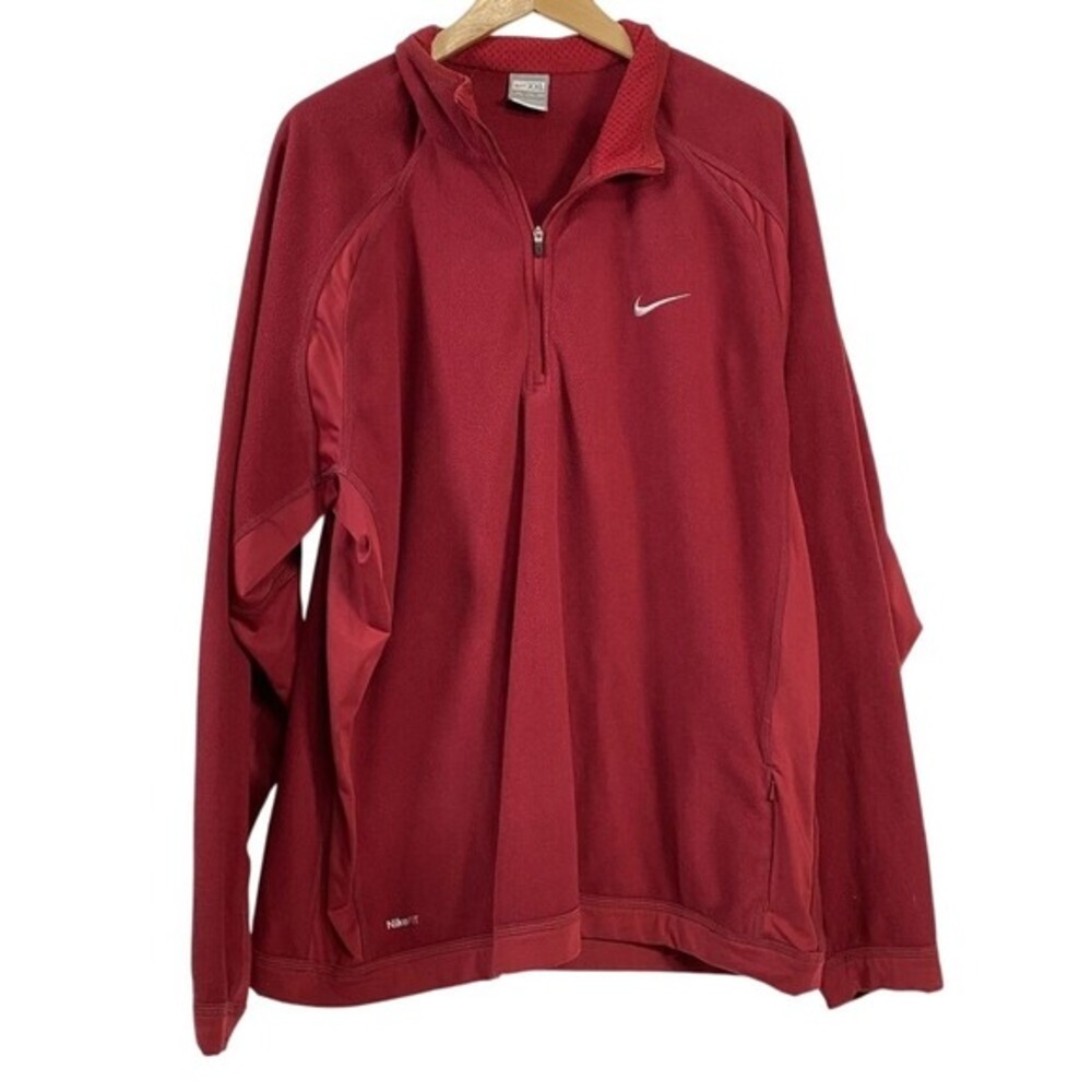 Nike Fit Therma‎ Mens Fleece 1/4 Zip  Pullover sz XXL Red Athleisure Activewear